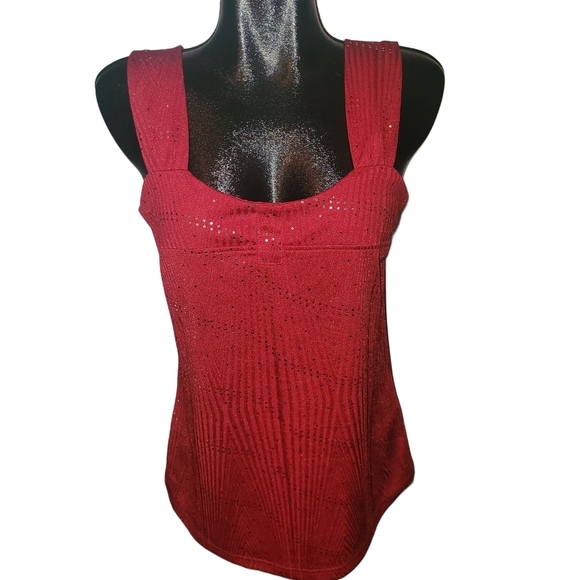 Champagne Red Sleeveless Top With Sequin Detailing M - Picture 1 of 7